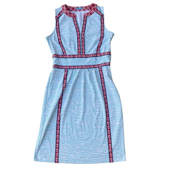 J McLaughlin Catalina Cloth Sleeveless Dress Women’s Size Small 4 6 Blue Orange - Picture 2 of 5